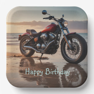 Motorrijden bij zonsondergang papieren bordje