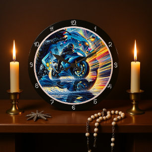 Motorrijden in beweging grote klok