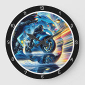 Motorrijden in beweging grote klok (Voorkant)