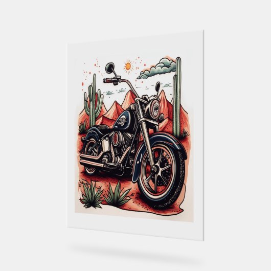 Motorrijden in Desert Cactus Westerne Set Acryl Bord (Hoek)