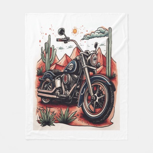 Motorrijden in Desert Cactus Westerne Set Fleece Deken (Voorkant)