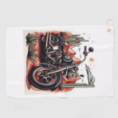 Motorrijden in Desert Cactus Westerne Set Golfhanddoek (Horizontaal)