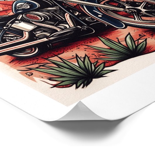 Motorrijden in Desert Cactus Westerne Set Poster (Hoek)