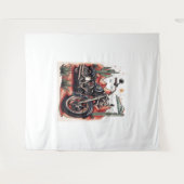 Motorrijden in Desert Cactus Westerne Set Wandkleed (Voorkant (horizontaal))