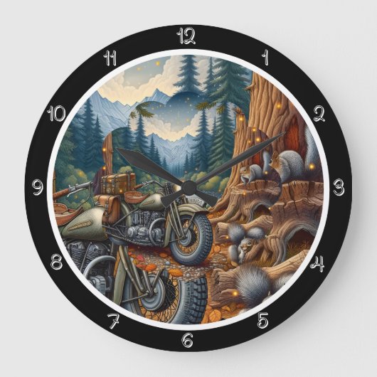 Motorrijden in het bos grote klok (Voorkant)