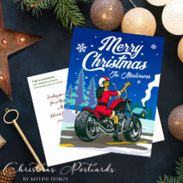 Motorrijden mevrouw Claus Grappige Kerstmis Groete Feestdagenkaart