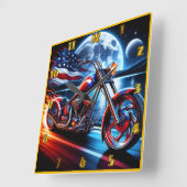 Motorrijden onder de vlag van de nacht vierkante klok (Hoek)