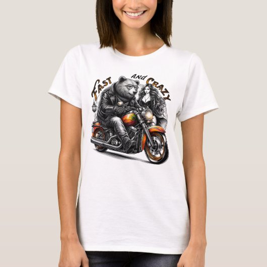 Motorrijden Sasquatch, Yeti, Bigfoot T-shirt (Voorkant)
