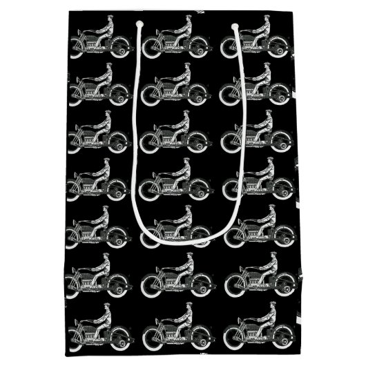  motorrijder Antiek fiets Medium Cadeauzakje (Achterkant)