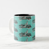  motorrijder Antiek fiets Tweekleurige Koffiemok (Voorkant links)