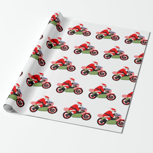 Motorrijder Biker Kerst Wrapping Papier (Uitgerold)