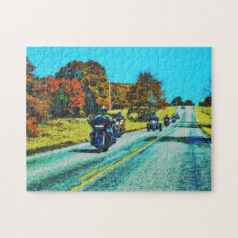 Motorrijder Biker Road Trip Kunst Puzzel