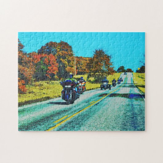 Motorrijder Biker Road Trip Kunst Puzzel Legpuzzel (Horizontaal)