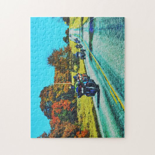 Motorrijder Biker Road Trip Kunst Puzzel Legpuzzel (Verticaal)
