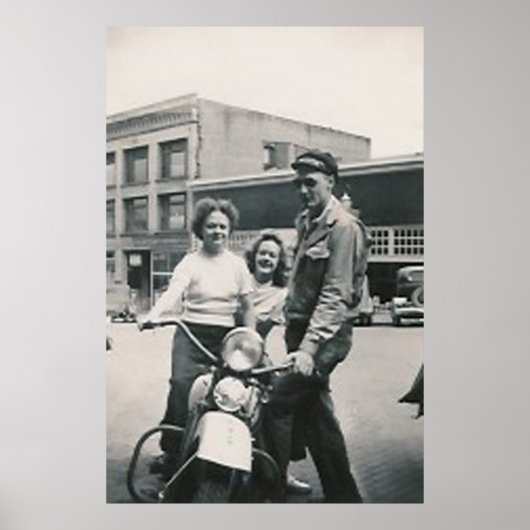 motorrijder en poster voor twee meisjes (Voorkant)