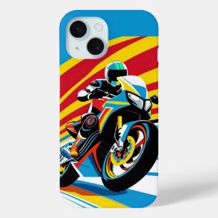 Motorrijder helt zich in een scherpe bocht iPhone 15 case