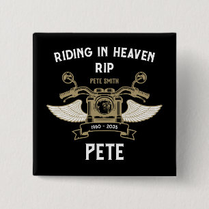 Motorrijder Herdenkingsdienst Vierkante Button 5,1 Cm