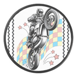 motorrijder hockey puck