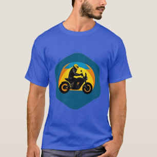 Motorrijder in levendige retro stijl t-shirt