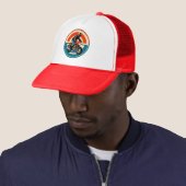 Motorrijder in levendige retro stijl trucker pet (In situ)