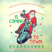 Motorrijder Kerstman komt naar de stad Raamsticker (Vel 3)
