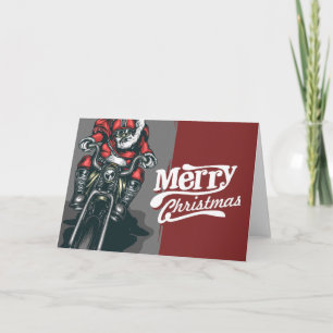 Motorrijder Kerstman Wenskaart Feestdagen Kaart