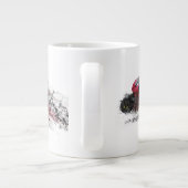 Motorrijder met hoge snelheid grote koffiekop (Achterkant)