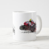 Motorrijder met hoge snelheid grote koffiekop (Voorkant rechts)
