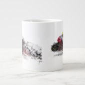 Motorrijder met hoge snelheid grote koffiekop (Voorkant)