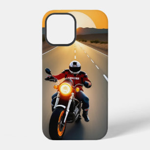 Motorrijder met masker rijdend iPhone 12 hoesje