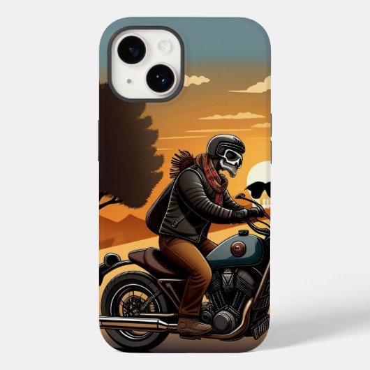 Motorrijder met schedelmasker rijden Case-Mate iPhone case (Achterkant)