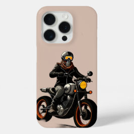 Motorrijder met schedelmasker rijden iPhone 15 pro case