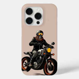 Motorrijder met schedelmasker rijdend iPhone 15 pro case