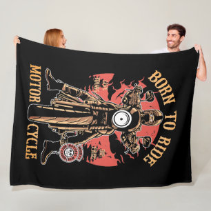 Motorrijder met vintage motor fleece deken