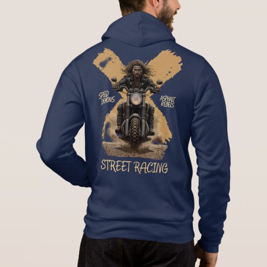 Motorrijder met vloeiend haar hoodie (Achterkant)