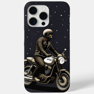 Motorrijder onder maanverlichte hemel iPhone 15 pro max hoesje