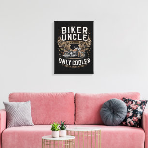 Motorrijder Oom Motorfiets Vaderdag Canvas Afdruk