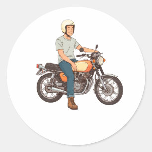 Motorrijder op een motor ronde sticker