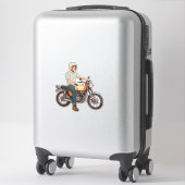 Motorrijder op een motorfiets  sticker (Koffer)