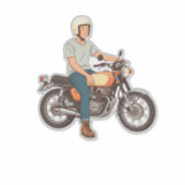 Motorrijder op een motorfiets  sticker (Voorkant)