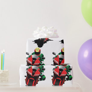 Motorrijder op een rode motor cadeaupapier
