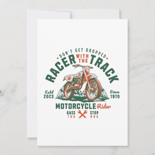 Motorrijder - Racer met de baan Feestdagenkaart (Voorkant)