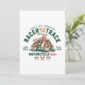 Motorrijder - Racer met de baan Feestdagenkaart (Staand voorkant)
