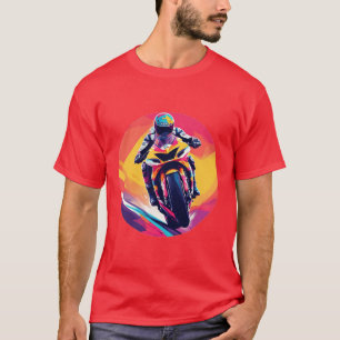 Motorrijder Racing Dynamische Illustratie T-shirt