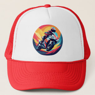 Motorrijder Racing Dynamische Illustratie Trucker Pet