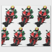Motorrijder Rijden Rode Sportbike Cadeaupapier (Vlak)