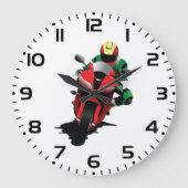 Motorrijder Rijden Rode Sportbike Grote Klok (Voorkant)