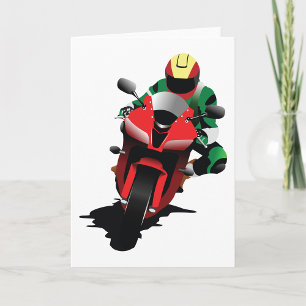 Motorrijder Rijden Rode Sportbike Kaart