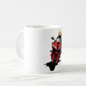 Motorrijder Rijden Rode Sportbike Koffiemok (Voorkant links)