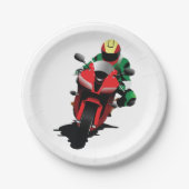 Motorrijder Rijden Rode Sportbike Papieren Bordje (Voorkant)